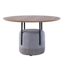 Mesa de Jantar 1,2m Redonda Metal Base Estofada Tampo MDF Mesa de Jantar 1,2m Redonda Metal Base Estofada Tampo MDF