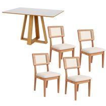 Mesa de Jantar 135cm c/ 4 Cadeiras Estofadas Dalla Costa MDF