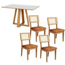 Mesa de Jantar 135cm c/ 4 Cadeiras Estofadas Dalla Costa MDF