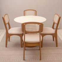 Mesa de Jantar 1,35m Tampo de Vidro c/ 4 Cadeiras 100% MDF Mesa de Jantar 1,35m Tampo de Vidro c/ 4 Cadeiras 100% MDF