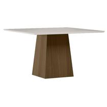 Mesa de Jantar 135x135 cm Barbara com Vidro Imbuia Off White New Ceval