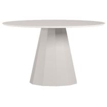 Mesa De Jantar 135x135 Cm Isis Com Vidro Off White New Ceval