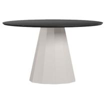 Mesa De Jantar 135x135 Cm Isis Com Vidro Off White Preto - New Ceval