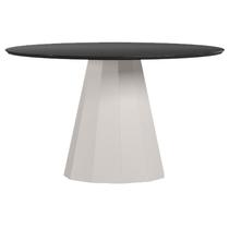 Mesa de Jantar 135x135 cm Isis com Vidro Off White Preto New Ceval Mesa de Jantar 135x135 cm Isis com Vidro Off White Preto New Ceval