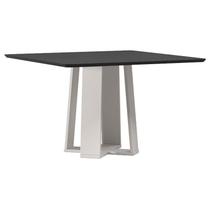 Mesa de Jantar 135x135 cm Valência com Vidro Off White Preto New Ceval