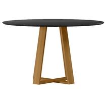 Mesa de Jantar 135x135 cm Vitória com Vidro Ype Preto New Ceval