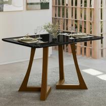 Mesa de Jantar 136cm com Tampo de Vidro Ana Sonetto