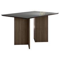 Mesa de Jantar 136cm Helo com Vidro Amêndoa Grafite Poliman