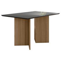 Mesa de Jantar 136cm Helo com Vidro Carvalho Grafite Poliman