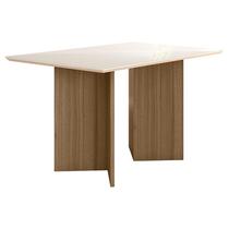 Mesa de Jantar 136cm Helo com Vidro Carvalho Off White Poliman