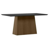 Mesa De Jantar 160 Cm Barbara Com Vidro Imbuia Preto - New Ceval