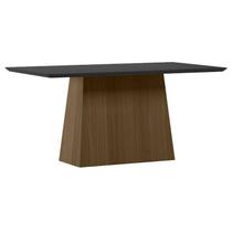 Mesa de Jantar 160 cm Barbara com Vidro Imbuia Preto New Ceval