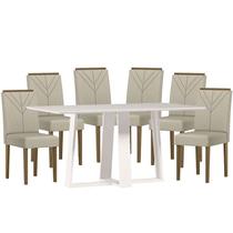 Mesa de jantar 160 cm Rubi com Vidro Off White e 6 Cadeiras Amanda Imbuia Veludo Nude New Ceval Mesa de jantar 160 cm Rubi com Vidro Off White e 6 Cadeiras Amanda Imbuia Veludo Nude New Ceval