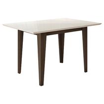 Mesa de Jantar 160cm Liz com Vidro Amêndoa Off White Poliman