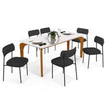 Mesa De Jantar 160cm Off White Com 6 Cadeiras Grafite Mesa De Jantar 160cm Off White Com 6 Cadeiras Grafite