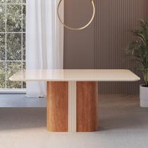 Mesa de Jantar 160cm Retangular Tampo de Vidro Aurora Móveis Zamarchi