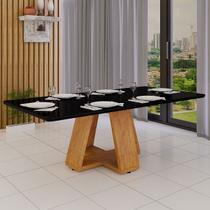 Mesa De Jantar 160x80 Para Cozinha e Sala de Estar 6 Lugares Mdf Luxo Com Vidro Temperado Moderna