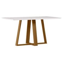 Mesa de Jantar 160x90 cm Lectus com Vidro Ype Off White New Ceval