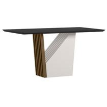 Mesa de Jantar 160x90 cm Veneza com Vidro Imbuia Preto New Ceval