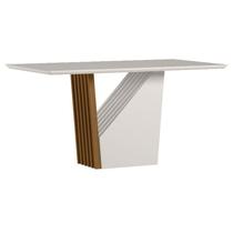 Mesa de Jantar 160x90 cm Veneza com Vidro Ype Off White New Ceval