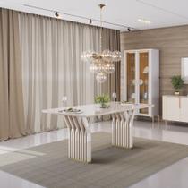 Mesa de Jantar 170cm Tampo de Vidro Yara DJ Móveis