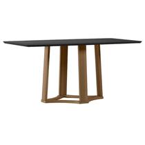 Mesa de Jantar 170x90 cm Treviso com Vidro Amêndoa Preto New Ceval