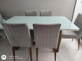 Mesa de jantar 170x90 com 6 cadeiras estofadas - Dalbem