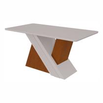 Mesa de Jantar 170x90cm Tampo Mdf/vidro Vênus Móveis Lopas Frassino/Off White