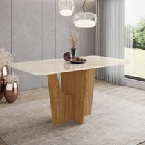 Mesa de Jantar 180cm Retangular 6 Lugares com Vidro Canto Arredondado Vértice Henn Mesa de Jantar 180cm Retangular 6 Lugares com Vidro Canto Arredondado Vértice Henn