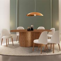 Mesa de Jantar 180cm X 80cm Madeira Tampo Laminado Orgânico com 6 Cadeiras Ester