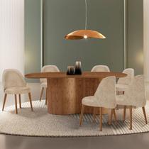 Mesa de Jantar 180cm X 80cm Madeira Tampo Laminado Orgânico com 6 Cadeiras Ester