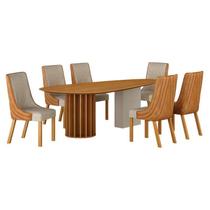 Mesa de Jantar 1,80x1,00m Orgânica Cinamomo Off White com Kit 6 Cadeiras Belle Sintético Terracota e Linho Palha - Leifer