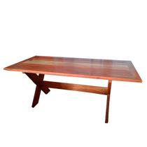 Mesa de Jantar 2 metros Pé em X Madeira de Demolição Mesa de Jantar 2 metros Pé em X Madeira de Demolição