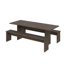 Mesa de Jantar 200x80x74cm 2,5cm com 2 Banco Essence Marrom/Terracota