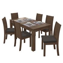 Mesa de Jantar 200x90 com 6 Cadeiras Athenas Imbuia/Veludo Marrom - Móveis Lopas
