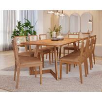 Mesa De Jantar 2,10 MDF/Madeira 8 Cadeiras Tecido material sintético Mesa De Jantar 2,10 MDF/Madeira 8 Cadeiras Tecido material sintético