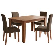 Mesa de Jantar 22133 MDF Com 4 Cadeiras Estofadas Linho Gengibre MOLCI Mesa de Jantar 22133 MDF Com 4 Cadeiras Estofadas Linho Gengibre MOLCI