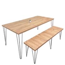 Mesa De Jantar 4 A 6 Lugares Industrial Rústica + Banco Antiqua 180x90 Cm