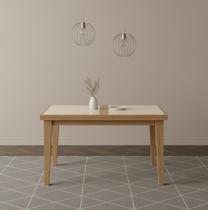Mesa de Jantar 4 a 6 Lugares Retangular Extensível Tampo de Vidro/MDF Paris Marrom/Mel Mesa de Jantar 4 a 6 Lugares Retangular Extensível Tampo de Vidro/MDF Paris Marrom/Mel