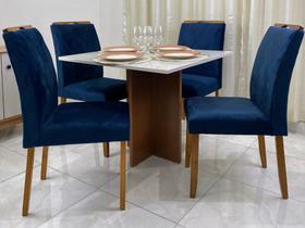 Mesa de Jantar 4 Cadeiras 0.90x0.90 Los Angeles Califórnia Cinamomo/Off white/Azul