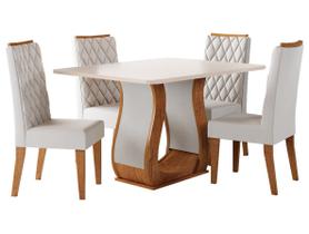 Mesa de Jantar 4 Cadeiras 4 Lugares Retangular Mel Blonde e Marfim Viero Móveis Realy Mesa de Jantar 4 Cadeiras 4 Lugares Retangular Mel Blonde e Marfim Viero Móveis Realy