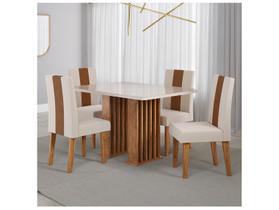Mesa de Jantar 4 Cadeiras 4 Lugares Retangular Mel Bronze e Off White Viero Móveis Vigo Mesa de Jantar 4 Cadeiras 4 Lugares Retangular Mel Bronze e Off White Viero Móveis Vigo