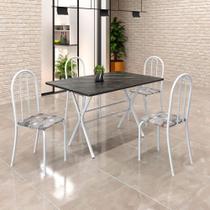 Mesa de Jantar 4 Cadeiras Ardosia/Branco/Paraopeba Ane