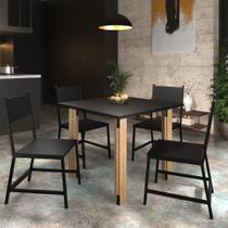 Mesa De Jantar + 4 Cadeiras Industrial Set Completo Vintage Preto - E-LED BRASIL