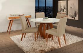Mesa de jantar + 4 cadeiras Itália Tampo 120 cm capuccino