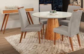 Mesa de jantar + 4 Cadeiras Itália tampo 120 cm cinza