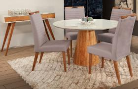 Mesa de jantar + 4 Cadeiras Itália tampo 120 cm Peach