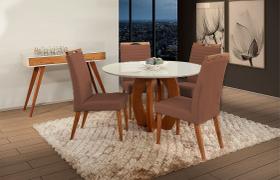 Mesa de jantar + 4 cadeiras Itália Tampo 120 cm Terracota