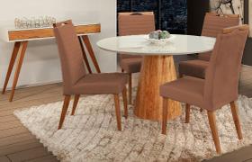 Mesa de jantar + 4 Cadeiras Itália tampo 120cm Terracota