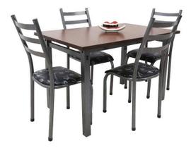 Mesa De Jantar 4 Cadeiras Lisboa 1.20m Tampo Mdf Aço Cor Craqueado campeã de vendas Mesa De Jantar 4 Cadeiras Lisboa 1.20m Tampo Mdf Aço Cor Craqueado campeã de vendas